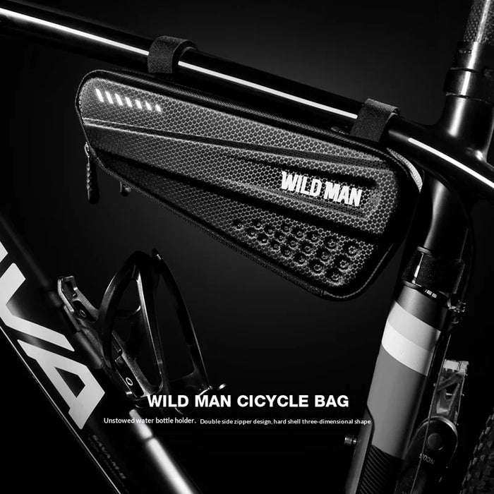 WILD MAN ES4 Bicycle Triangle Bag 1.2L EVA Hard Shell Frame Bag for Road Mountain Bike Cycling - Black/1.2L - 5
