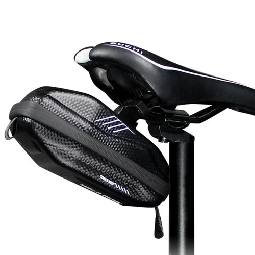 WILD MAN E7 Bike Saddle Bag 0.8L Hard Shell Waterproof Tail Bag for Mountain Road Bicycle Cycling - Black/Upgraded Version - 1