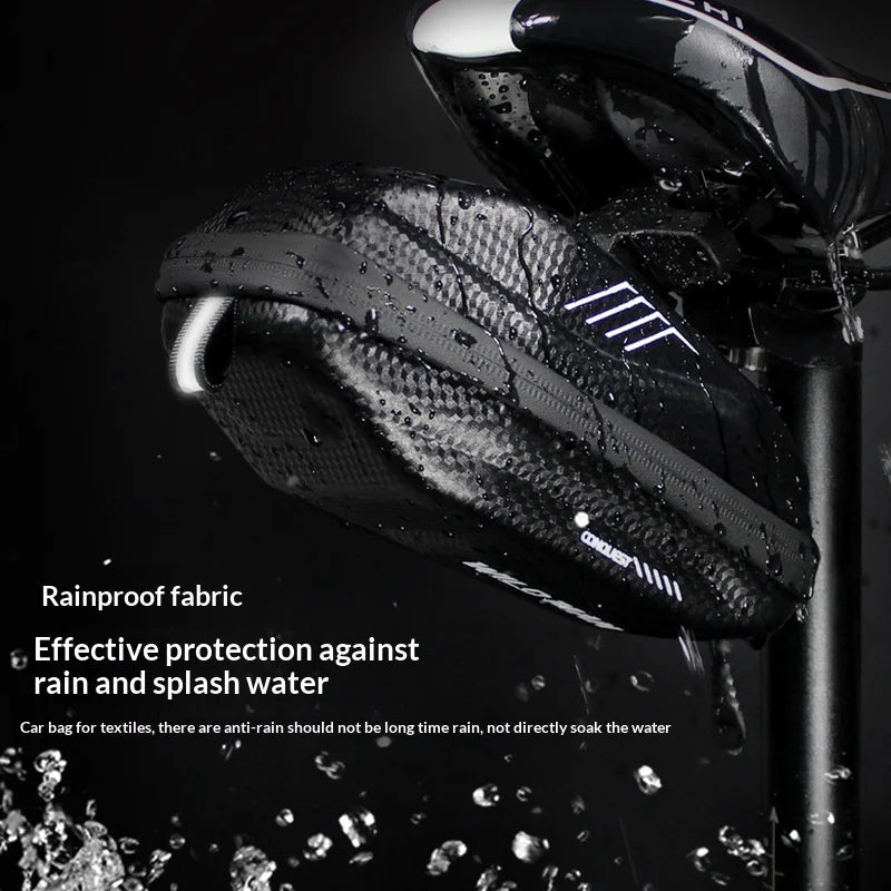 WILD MAN E7 Bike Saddle Bag 0.8L Hard Shell Waterproof Tail Bag for Mountain Road Bicycle Cycling - Black/Upgraded Version - 4