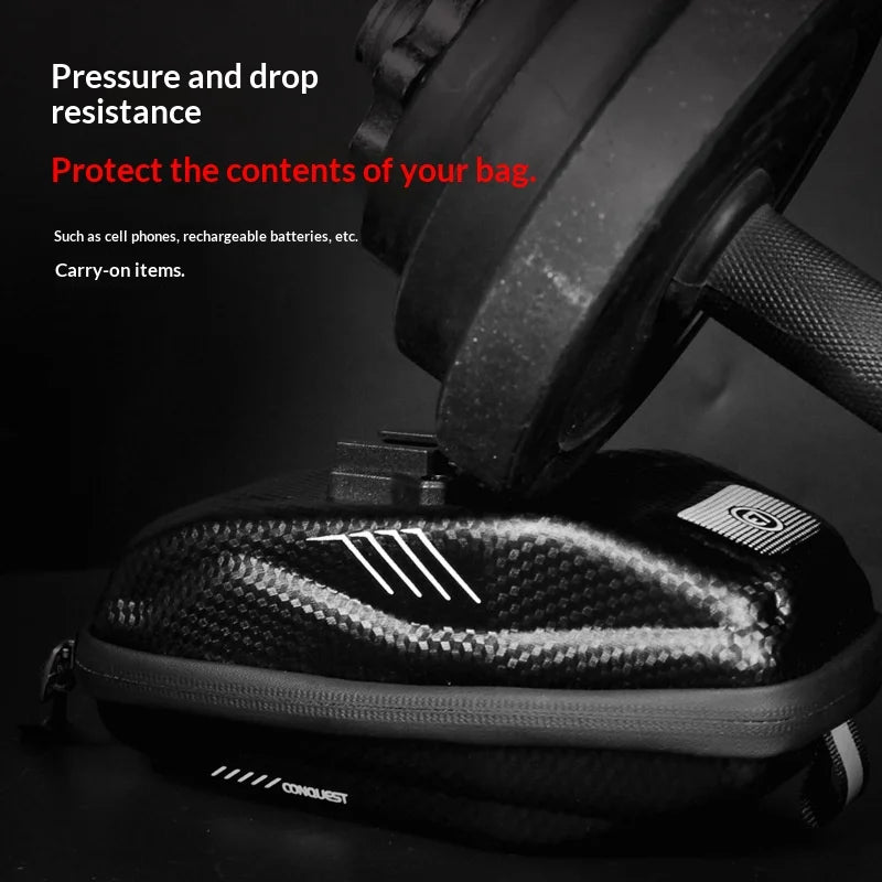 WILD MAN E7 Bike Saddle Bag 0.8L Hard Shell Waterproof Tail Bag for Mountain Road Bicycle Cycling - Black/Upgraded Version - 6
