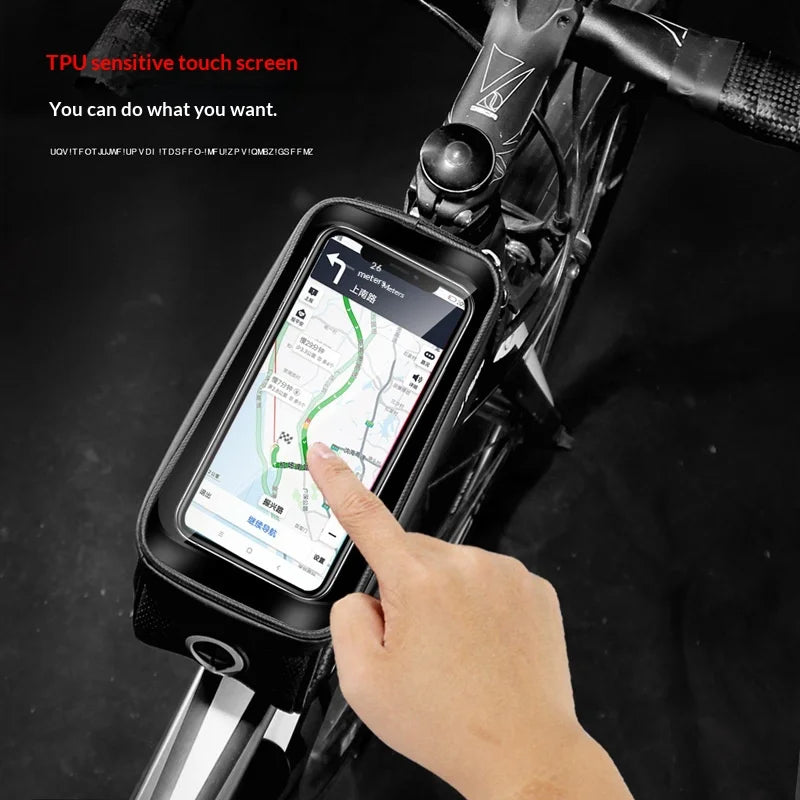 WILD MAN ES3 Bicycle Frame Bag Hard Shell Touchscreen Bike Phone Bag for Mountain Road Cycling - Black/1L - 3