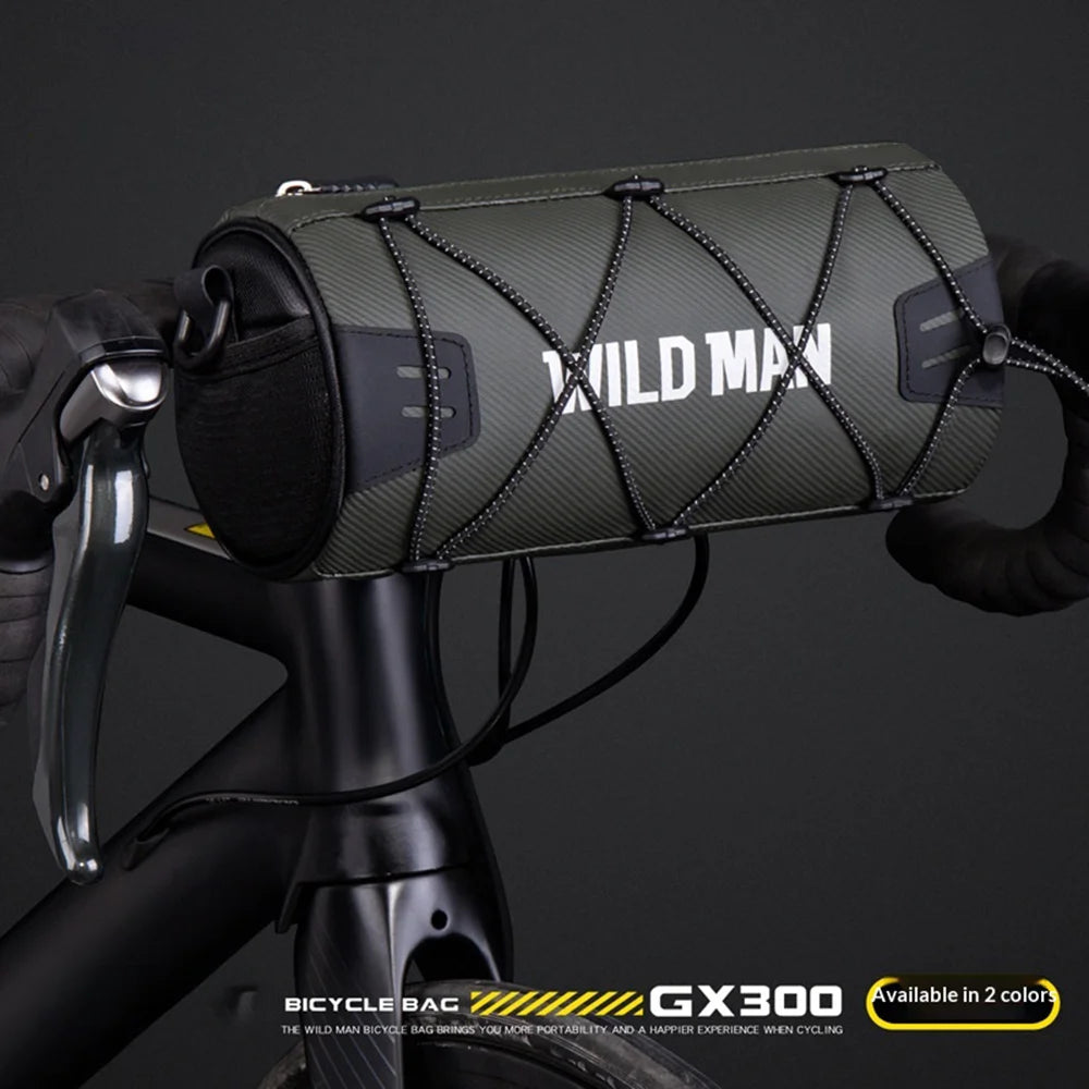 WILD MAN GX300 Bike Front Bag 2L Waterproof Bicycle Handlebar Bag for Road Mountain Bike - Black - 2
