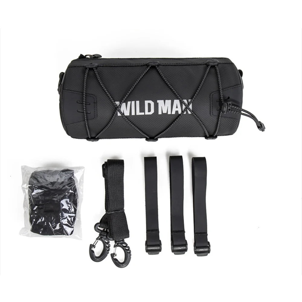 WILD MAN GX300 Bike Front Bag 2L Waterproof Bicycle Handlebar Bag for Road Mountain Bike - Black - 7