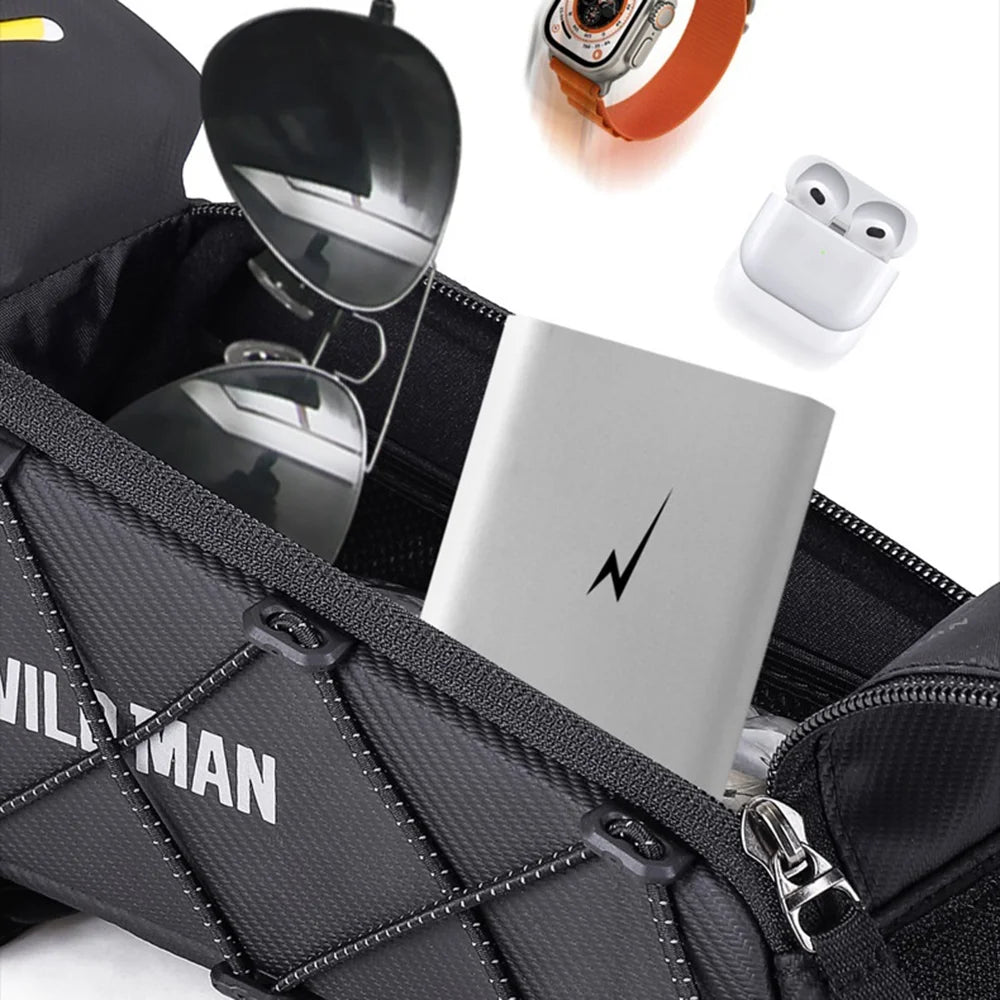 WILD MAN GX100 Bike Top Tube Bag 1L Waterproof Touch Screen Phone Holder Bag for Mountain Road Bicycle - Black / 1L - 5