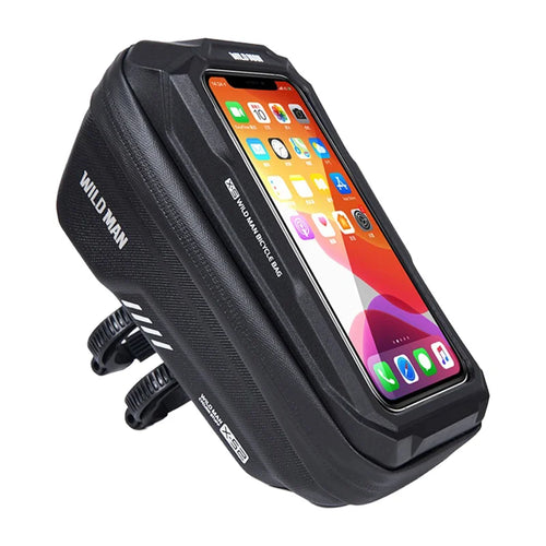 WILD MAN XS2 Bike Top Tube Bag EVA Hardshell Waterproof Touchscreen Phone Holder Bag for Mountain Road Cycling - Black/1L - 1