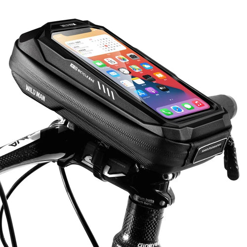 WILD MAN X3 Bike Handlebar Bag Hard Shell Touchscreen Phone Bag for Mountain Bicycle Cycling - Black/0.5L - 1