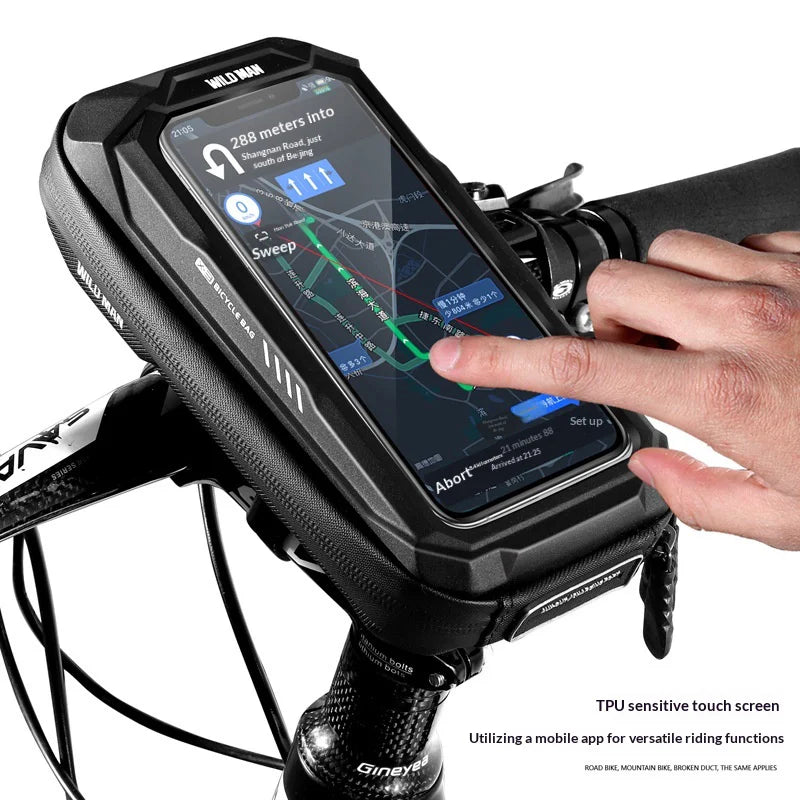 WILD MAN X3 Bike Handlebar Bag Hard Shell Touchscreen Phone Bag for Mountain Bicycle Cycling - Black/0.5L - 3