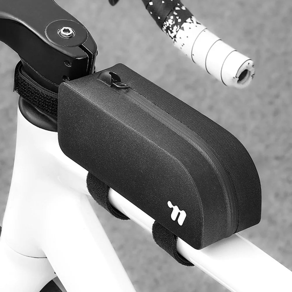WEST BIKING YP0707442 Bicycle Top Tube Bag 0.75L IPX6 Waterproof Frame Bag Magic Tape Mount for Road Mountain Bike - Black - 3