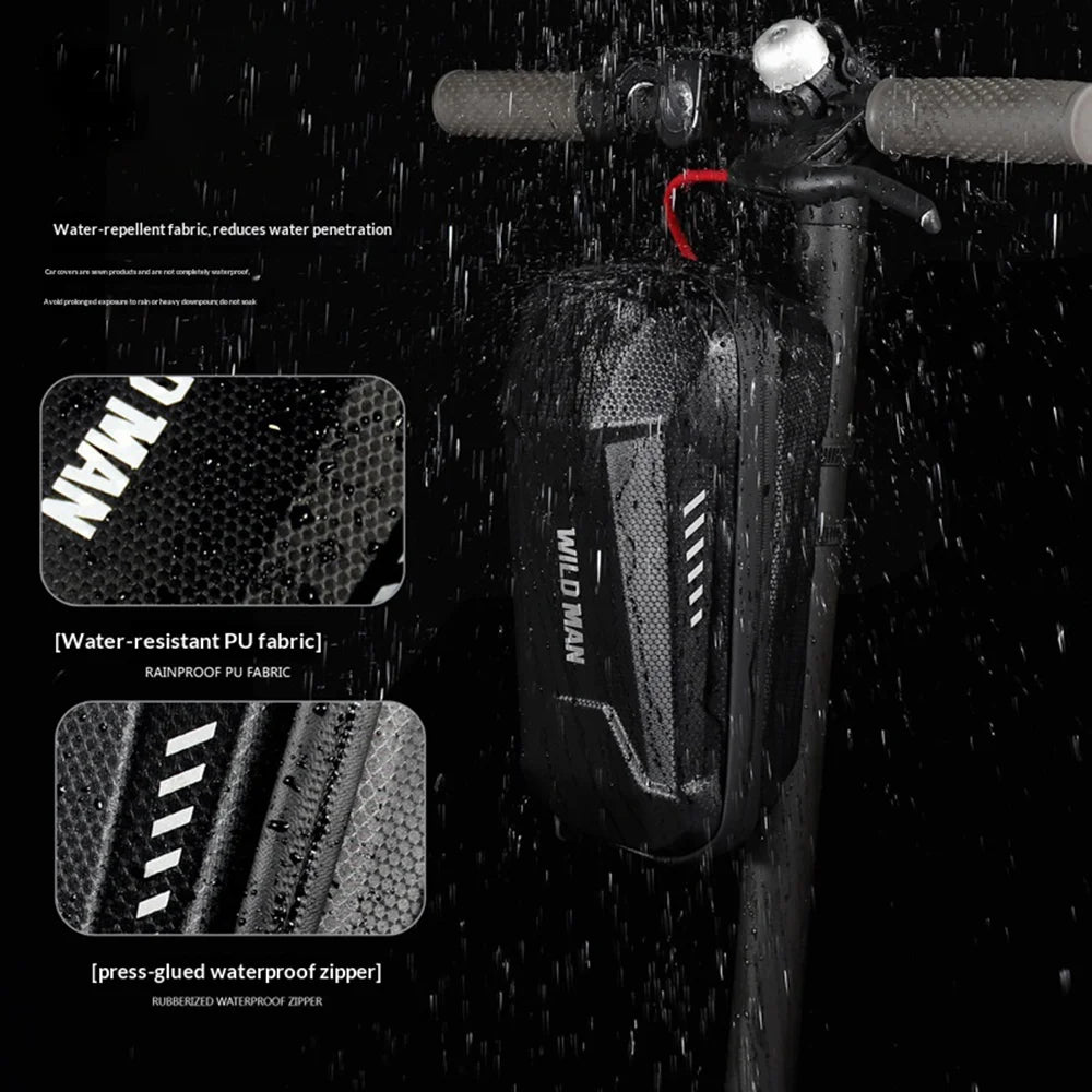 WILD MAN ES8X MAX 4L Bike Bag EVA Hard Shell Quick Release Front Handlebar Bag for Electric Scooter - Black|4L - 4
