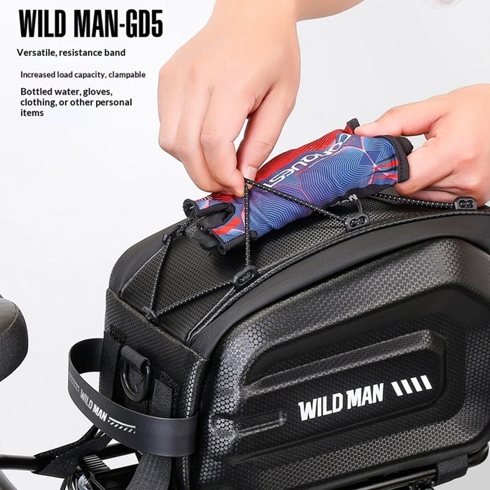 WILD MAN GD5 4L Bike Rear Rack Bag EVA Hard Shell Waterproof Electric Bicycle Pannier for Cycling - Black - 7