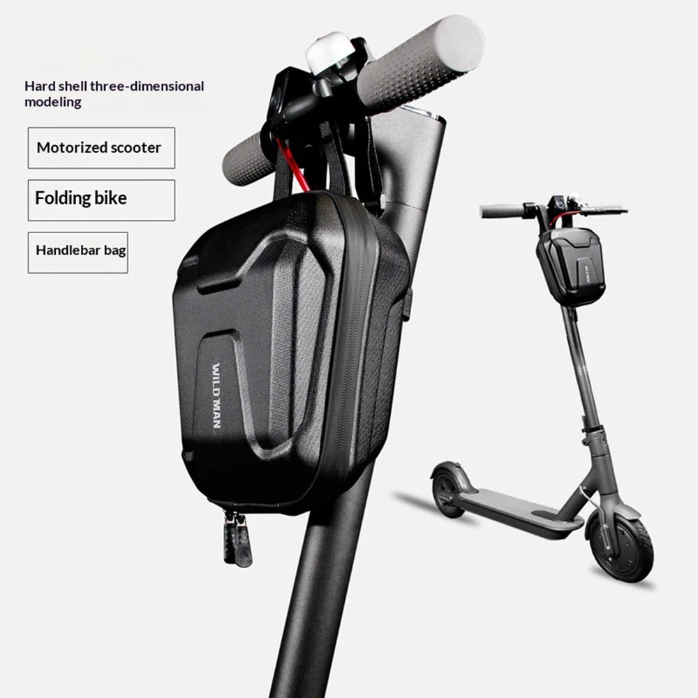 WILD MAN TS9 2.5L Electric Scooter Bag EVA Hard Shell Handlebar Storage Bag for E-Scooter Bicycle - Black - 2