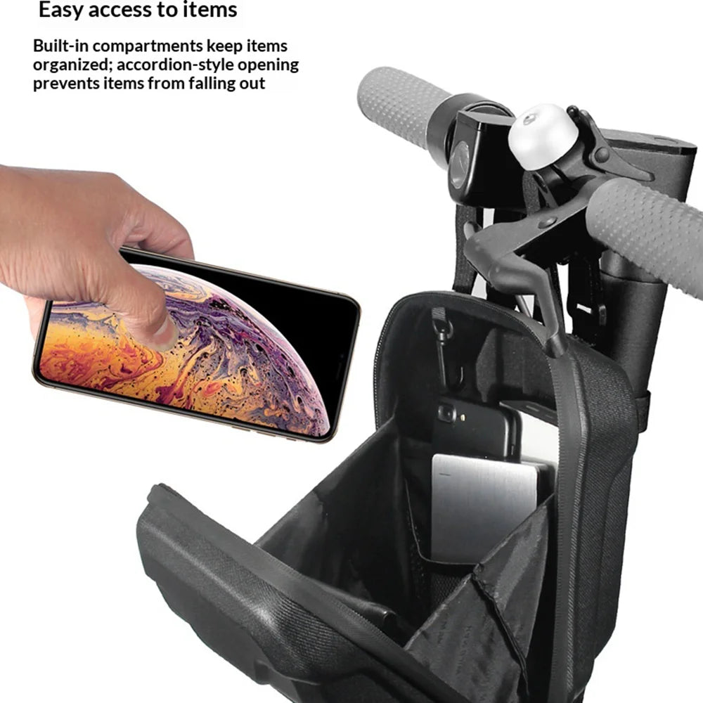 WILD MAN TS9 2.5L Electric Scooter Bag EVA Hard Shell Handlebar Storage Bag for E-Scooter Bicycle - Black - 3