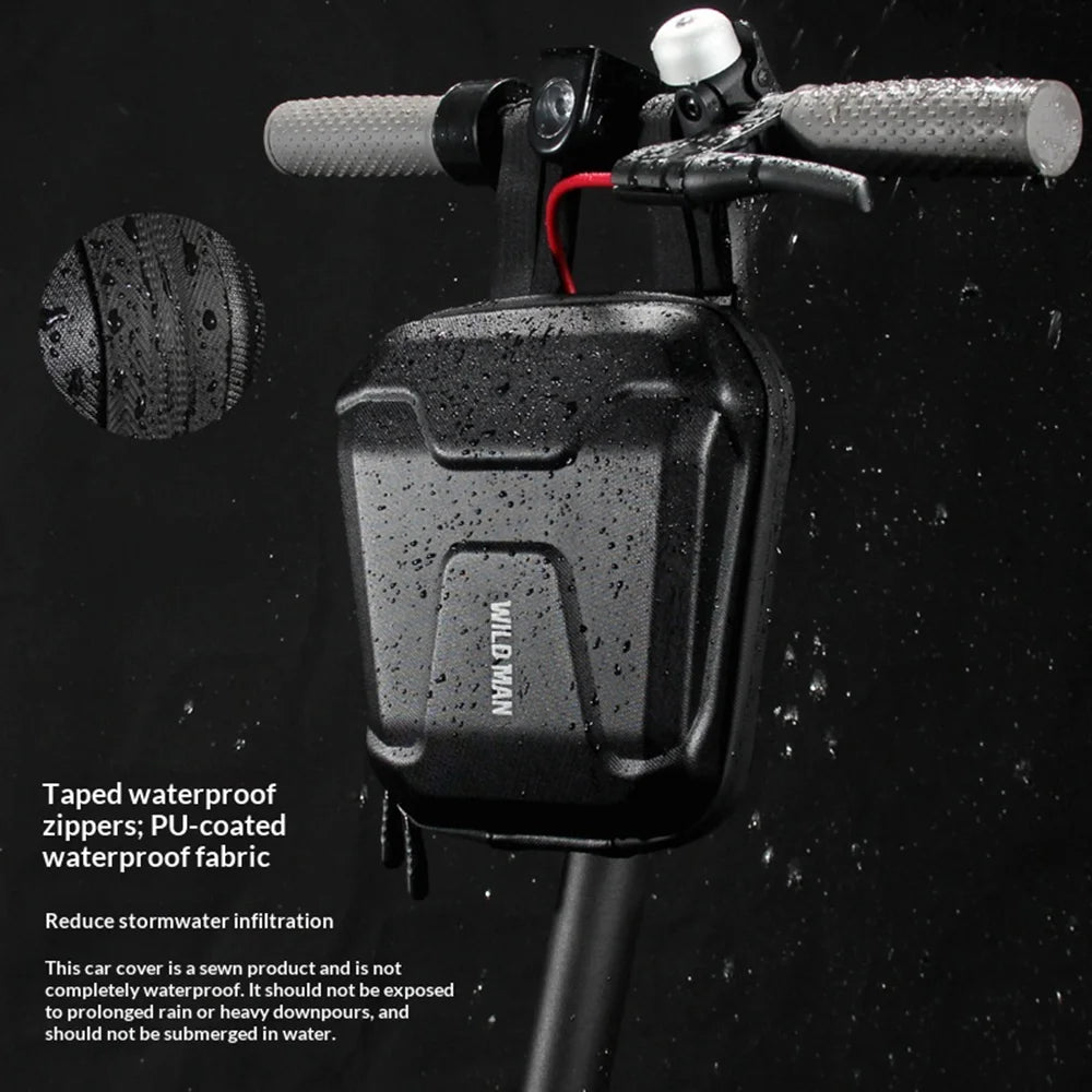 WILD MAN TS9 2.5L Electric Scooter Bag EVA Hard Shell Handlebar Storage Bag for E-Scooter Bicycle - Black - 4