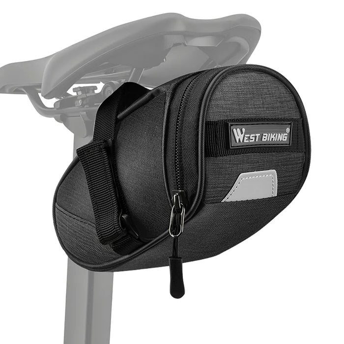 WEST BIKING YP0707449 Bike Saddle Bag 0.6L Waterproof Seat Bag with Reflective Strip for Road Mountain Bike - Black - 1