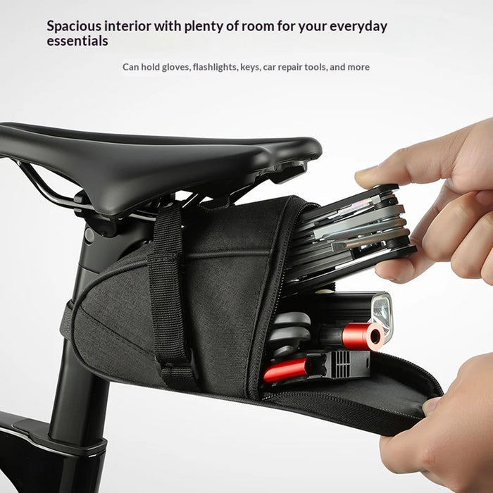 WEST BIKING YP0707449 Bike Saddle Bag 0.6L Waterproof Seat Bag with Reflective Strip for Road Mountain Bike - Black - 6