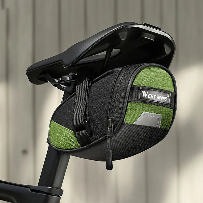 WEST BIKING YP0707449 Bike Saddle Bag 0.6L Waterproof Seat Bag with Reflective Strip for Road Mountain Bike - Black - 7