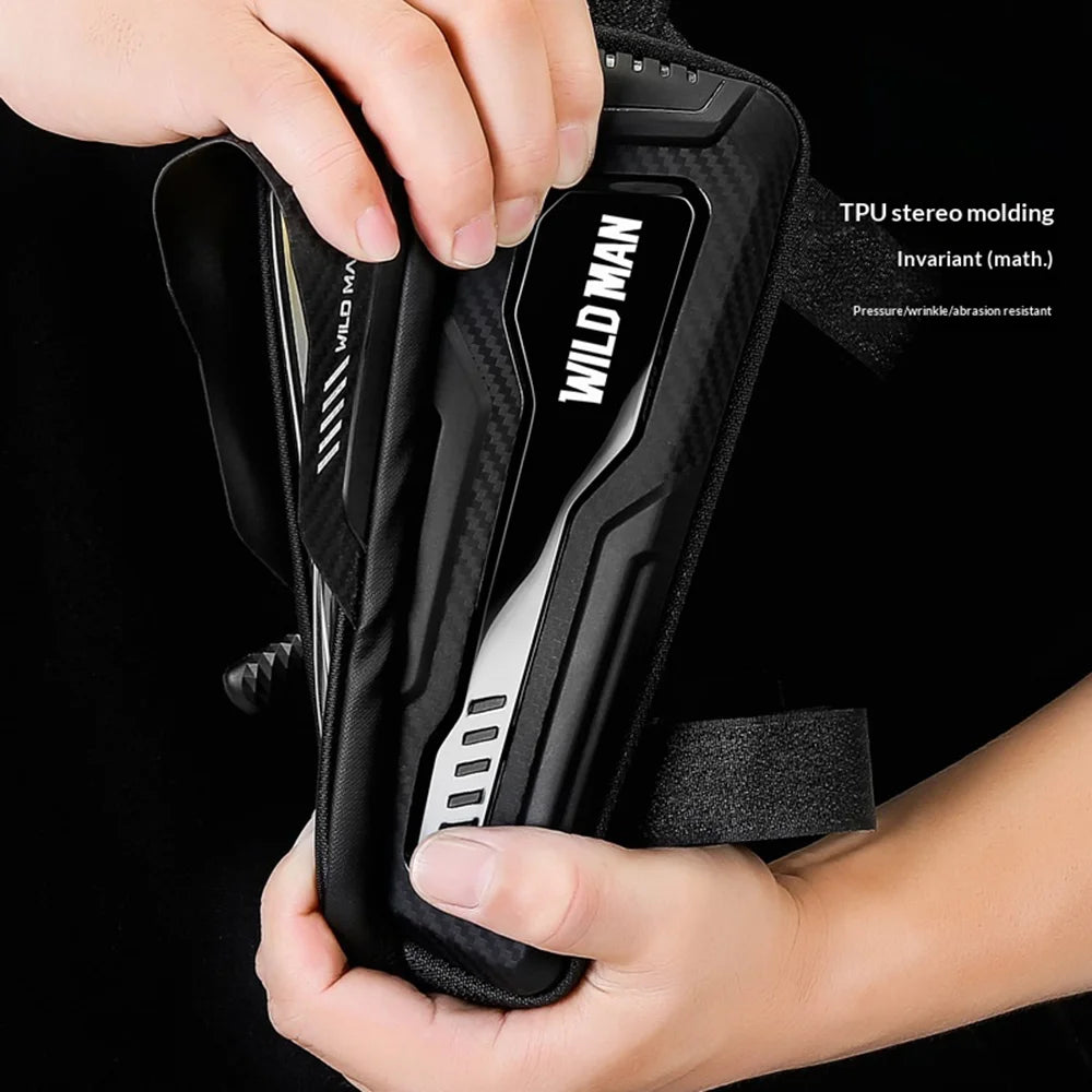 WILD MAN M20 1L Hard Shell Bike Top Tube Bag Touchscreen Phone Holder Pouch for Mountain Road Cycling - Black|1L - 4