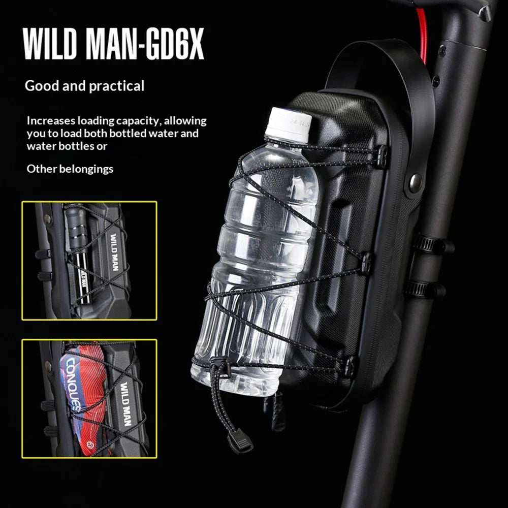 WILD MAN GD6X EVA Hard Shell Handlebar Bag 2L Waterproof Quick Release Front Bag for Electric Scooter Bike - Black|2L - 3