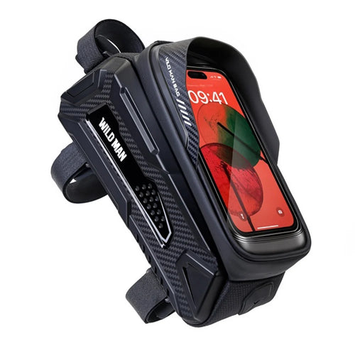 WILD MAN M30 EVA Hard Shell Bike Frame Bag 1L Touchscreen Phone Holder Top Tube Bag for Mountain Road Cycling - Black|1L - 1