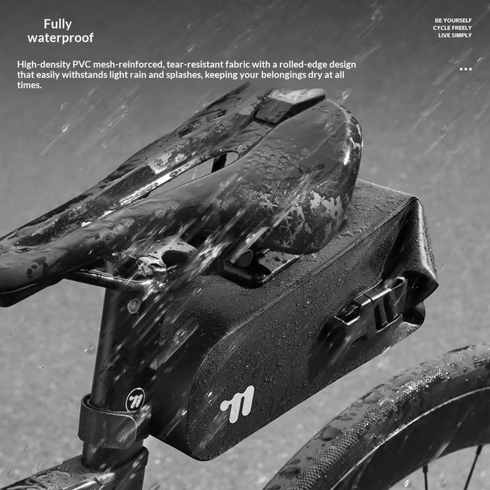 WEST BIKING YP0707447 Bicycle Seat Bag IPX6 Waterproof 1L Saddle Bag with Reflective Strips for Mountain Road Bike - Black - 2