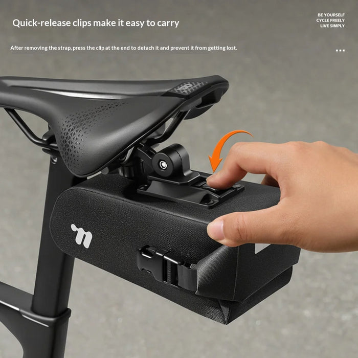 WEST BIKING YP0707447 Bicycle Seat Bag IPX6 Waterproof 1L Saddle Bag with Reflective Strips for Mountain Road Bike - Black - 4