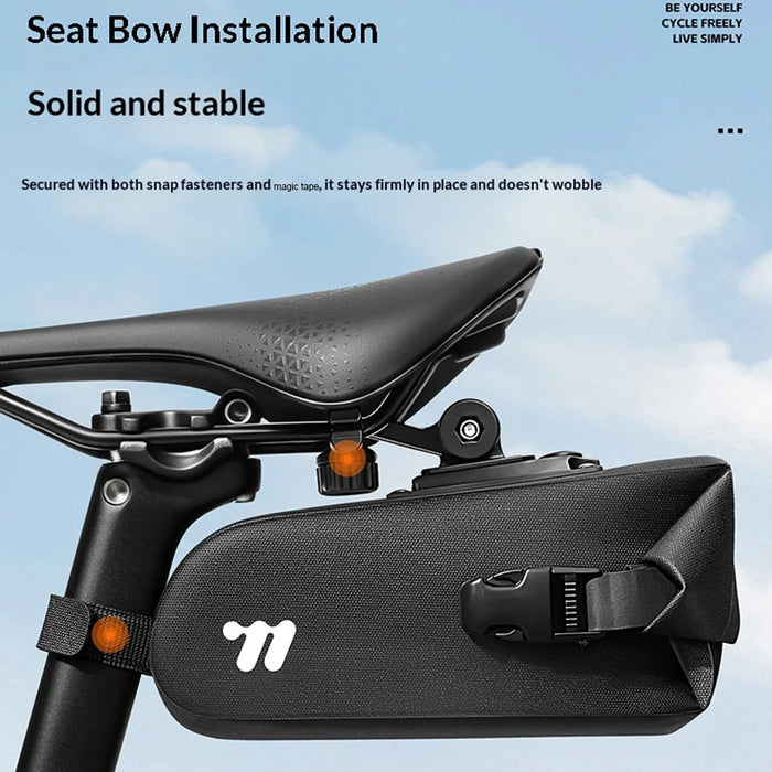 WEST BIKING YP0707447 Bicycle Seat Bag IPX6 Waterproof 1L Saddle Bag with Reflective Strips for Mountain Road Bike - Black - 6