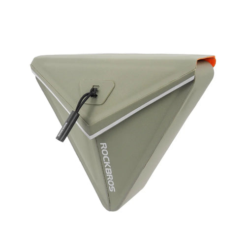 ROCKBROS 30130097 Bike Saddle Bag 0.6L IPX6 Waterproof Magnetic Quick Release Triangle Pack for Cycling - Army Green - 1