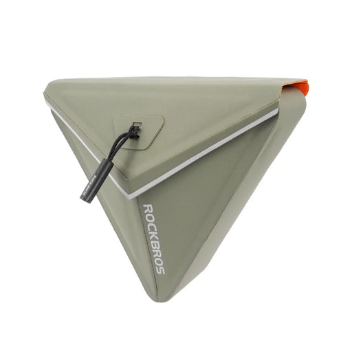 ROCKBROS 30130097 Bike Saddle Bag 0.6L IPX6 Waterproof Magnetic Quick Release Triangle Pack for Cycling - Army Green - 1