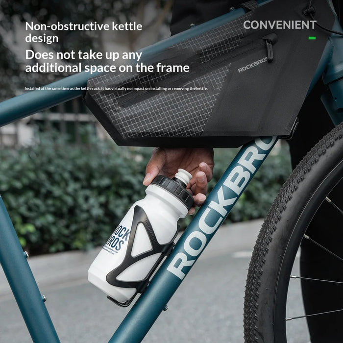 ROCKBROS 30180035 Bicycle Frame Bag 1.7L Waterproof Triangle Bag Magic Tape Mount for Road Mountain Bike - Black - 4
