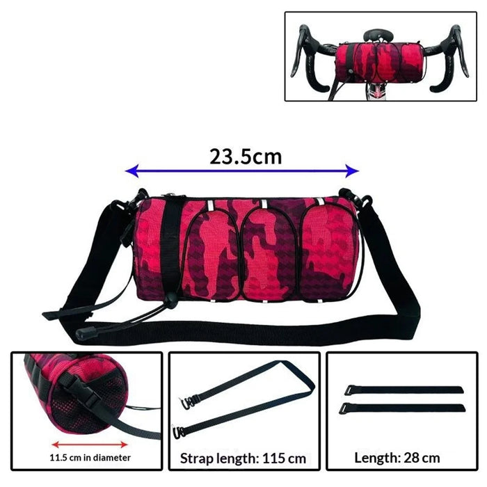 2.4L Capacity Waterproof Bike Handlebar Bag Multifunctional Cycling Storage Pouch - Crimson Camouflage - 6
