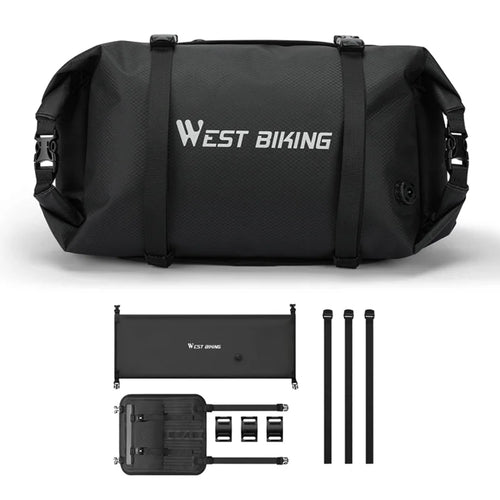 WEST BIKING YP0707446 Waterproof Bicycle Handlebar Bag 13L Long Tube for Cycling Touring - Black - 1