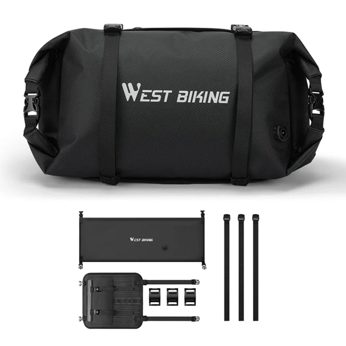WEST BIKING YP0707446 Waterproof Bicycle Handlebar Bag 13L Long Tube for Cycling Touring - Black - 1