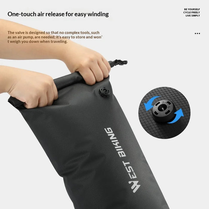 WEST BIKING YP0707446 Waterproof Bicycle Handlebar Bag 13L Long Tube for Cycling Touring - Black - 5
