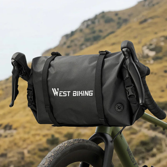WEST BIKING YP0707446 Waterproof Bicycle Handlebar Bag 13L Long Tube for Cycling Touring - Black - 6