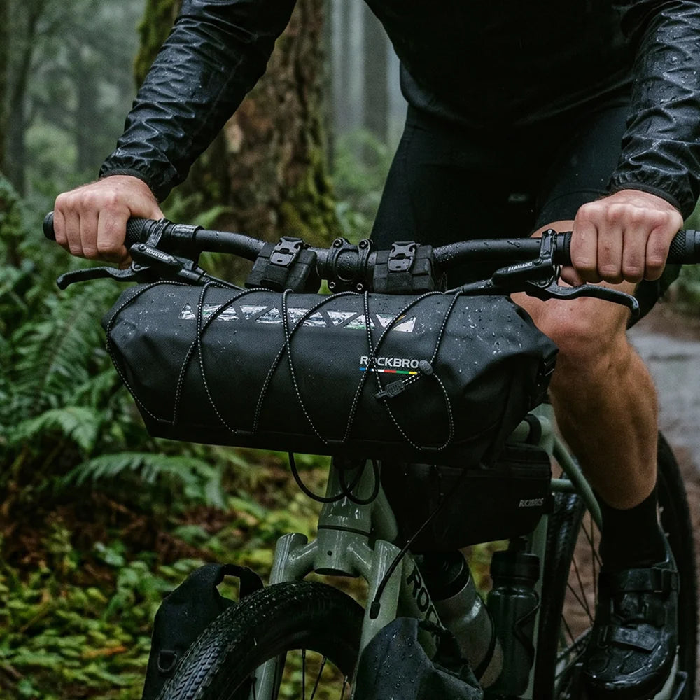 ROCKBROS 30110109 TL-170 7L Waterproof Cylindrical Bike Handlebar Bag for Road Mountain Cycling - Black - 7