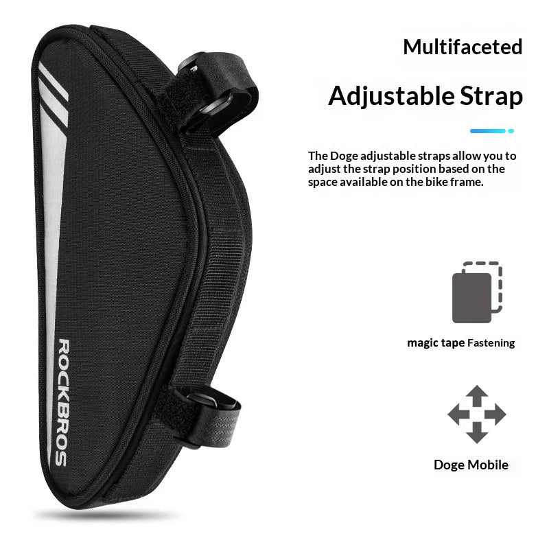 ROCKBROS B55-BK Bike Triangle Frame Bag 0.7L Cycling Storage Bag for Mountain Road Bikes - Black - 4