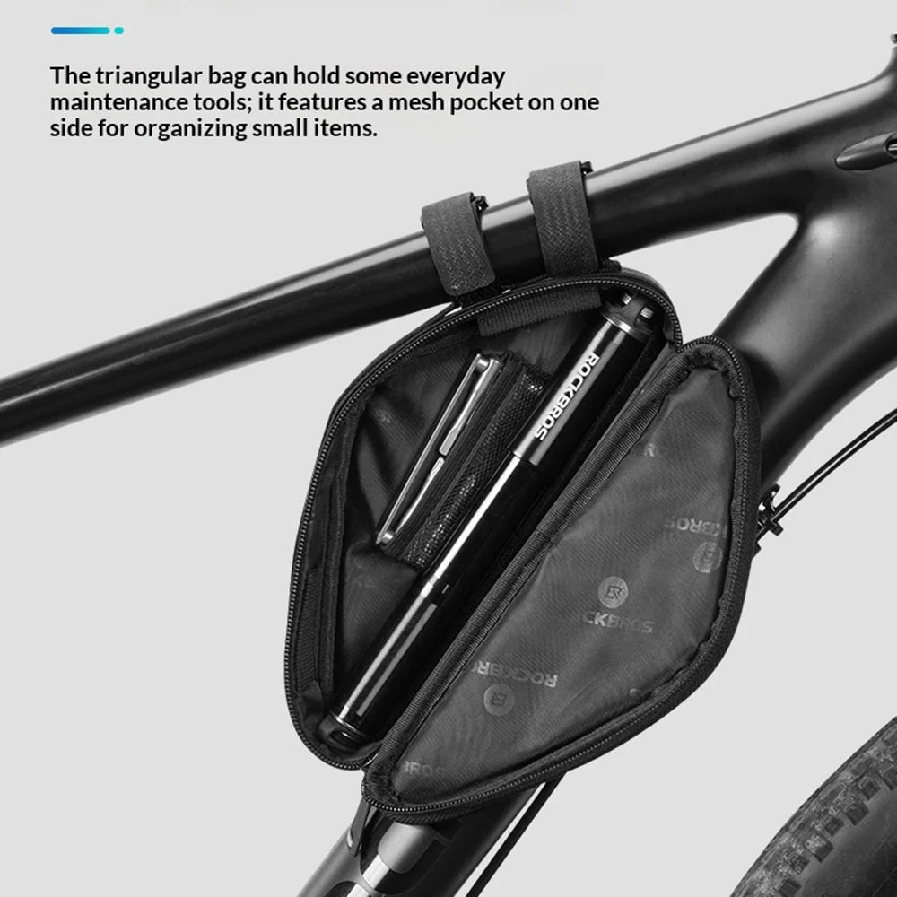 ROCKBROS B55-BK Bike Triangle Frame Bag 0.7L Cycling Storage Bag for Mountain Road Bikes - Black - 6