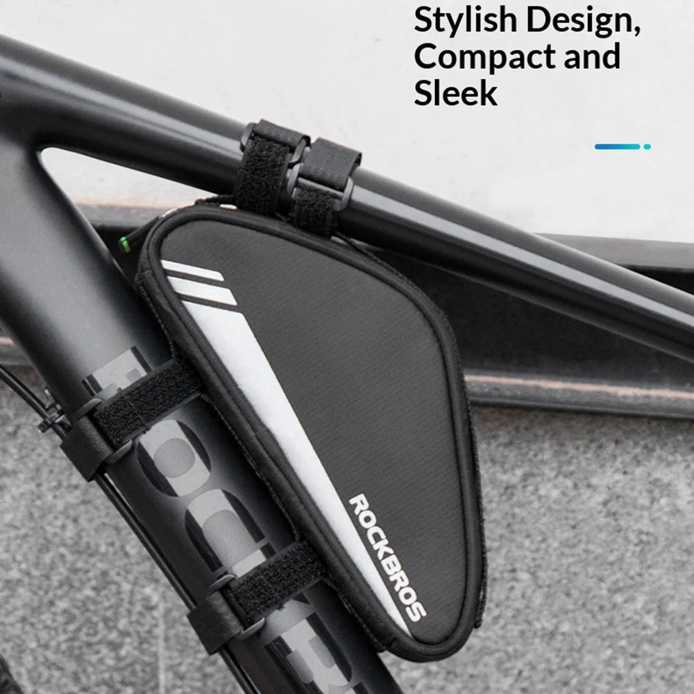 ROCKBROS B55-BK Bike Triangle Frame Bag 0.7L Cycling Storage Bag for Mountain Road Bikes - Black - 7