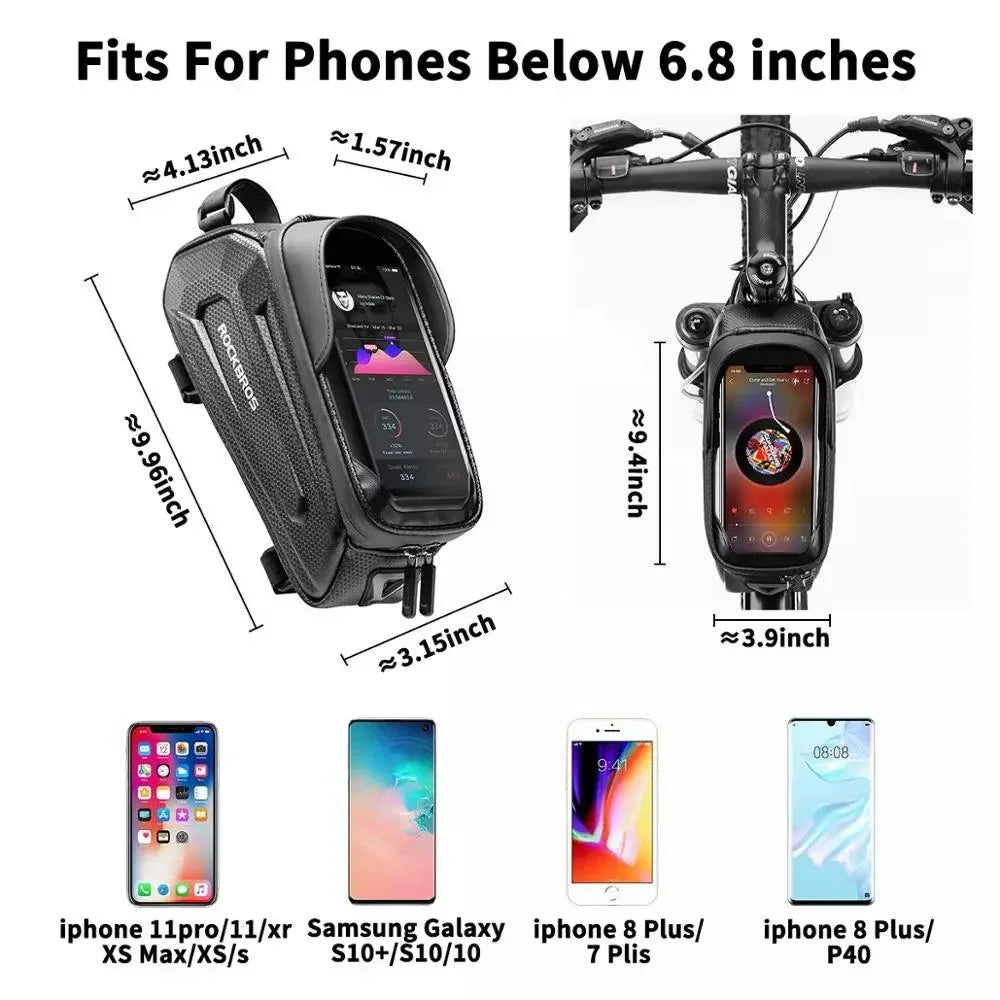 ROCKBROS Bike Phone Bag Waterproof Bicycle Frame Bag Pannier Top Tube Touch Screen Cycling Bag - 3