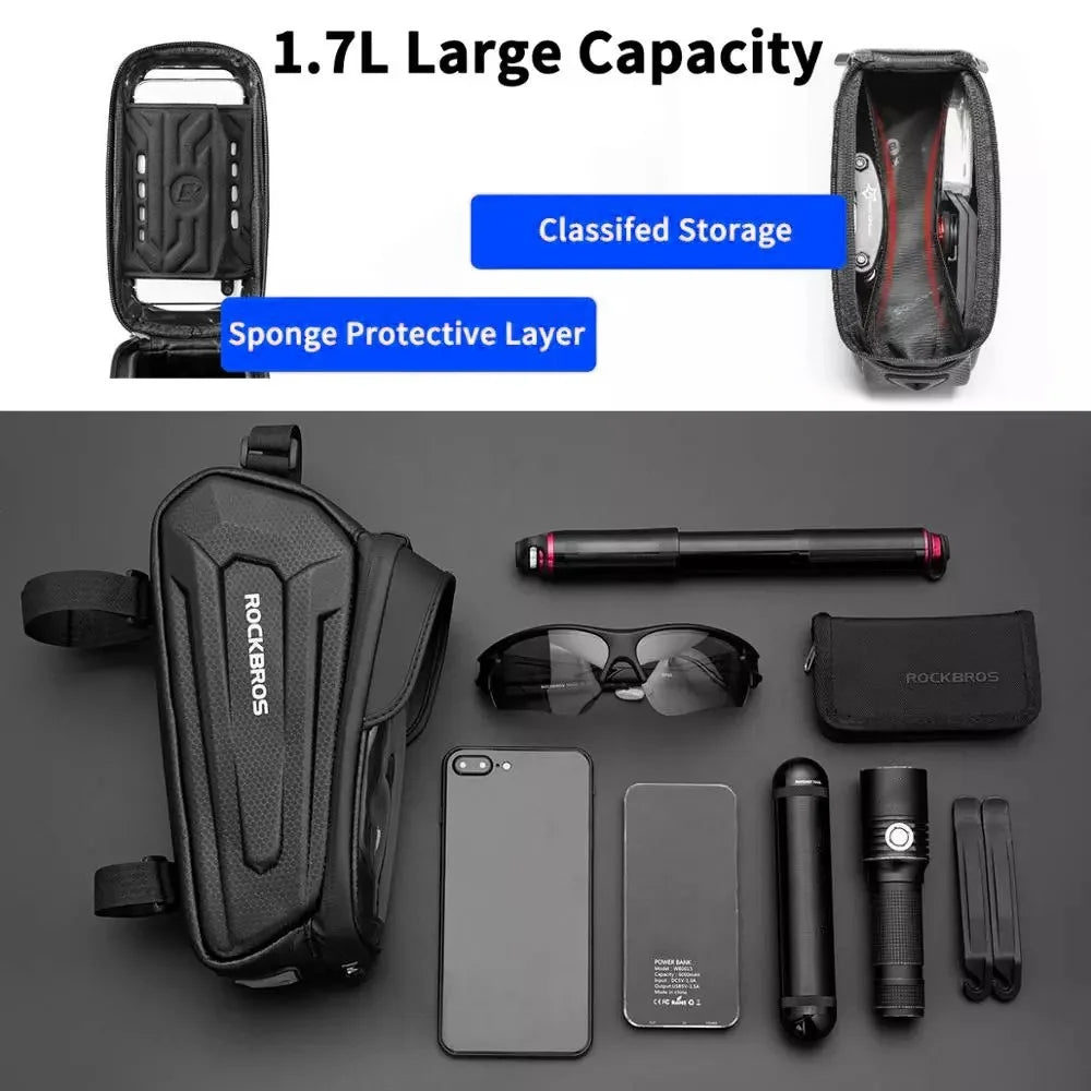 ROCKBROS Bike Phone Bag Waterproof Bicycle Frame Bag Pannier Top Tube Touch Screen Cycling Bag - 6