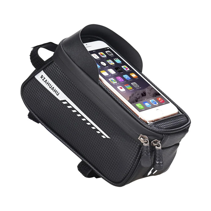 RZAHUAHU Waterproof Bike Phone Bag Bicycle Frame Bag Top Tube Touch Screen Cycling Phone Case for Cellphone Below 6.5 Inches - 2