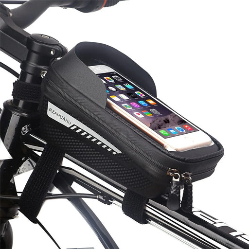 RZAHUAHU Waterproof Hard Shell Bike Phone Bag Bicycle Frame Top Tube Touch Screen Cycling Phone Case for Cellphone Below 6.5 Inches - 1