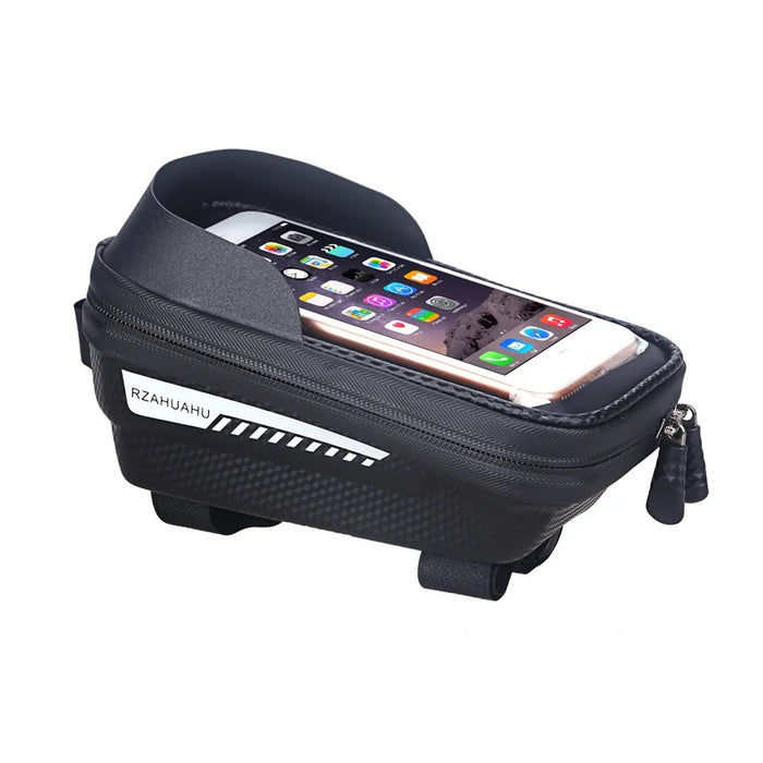 RZAHUAHU Waterproof Hard Shell Bike Phone Bag Bicycle Frame Top Tube Touch Screen Cycling Phone Case for Cellphone Below 6.5 Inches - 2