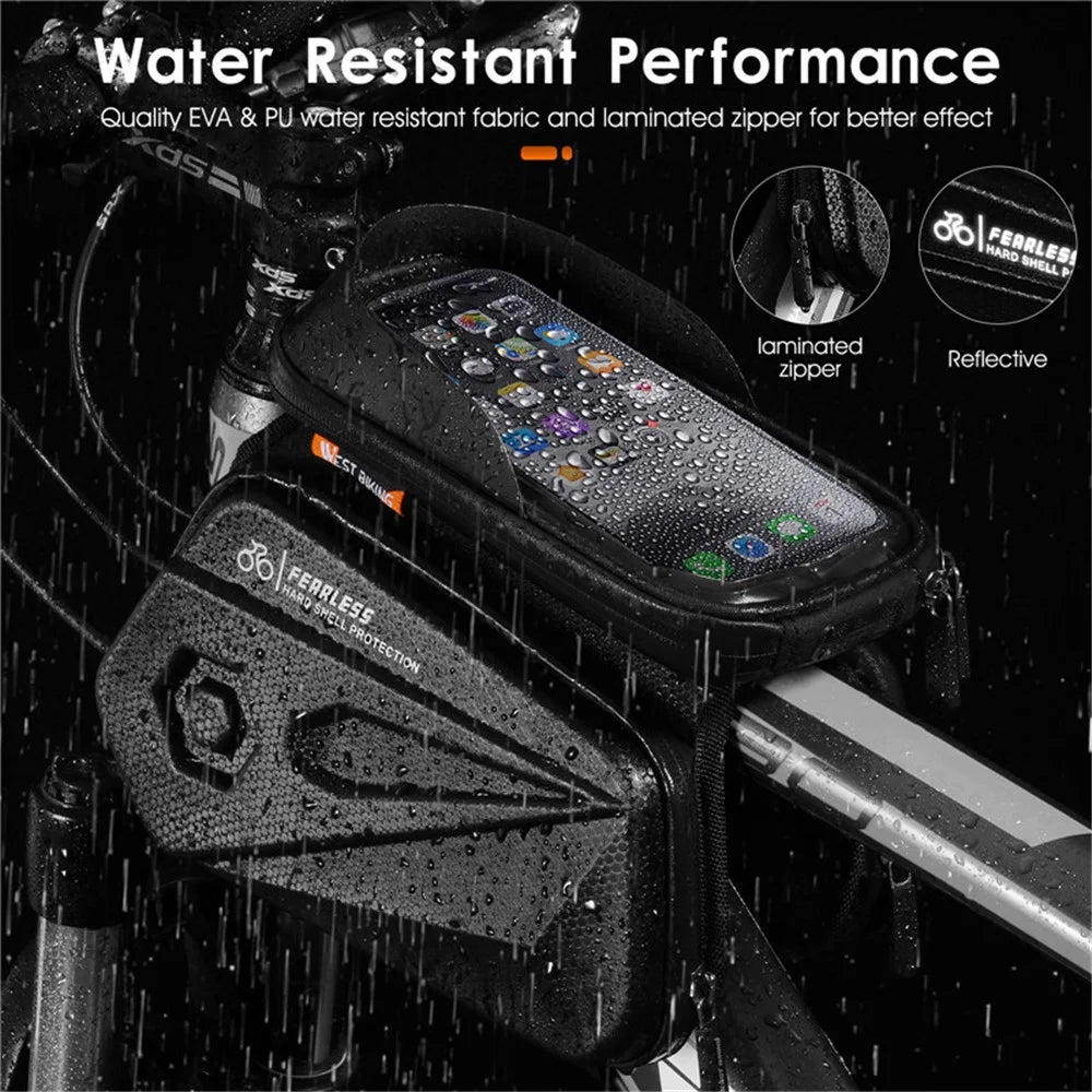 WEST BIKING 6.5inch Touch Screen Phone Bag Waterproof MTB Road Bike Top Tube Frame Bag - 4