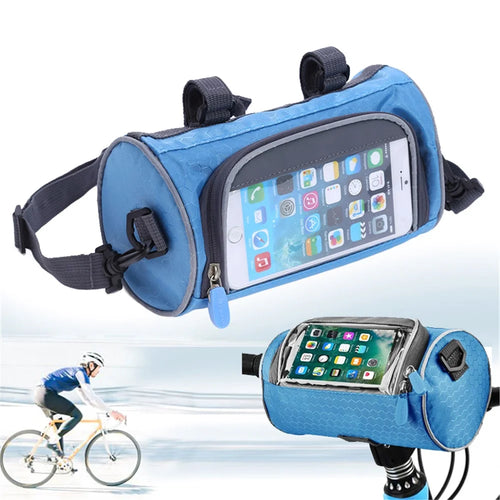 Electric Scooter Bike Handlebar Touch Screen Mobile Phone Pocket Waterproof Front Storage Bag - Blue - 1