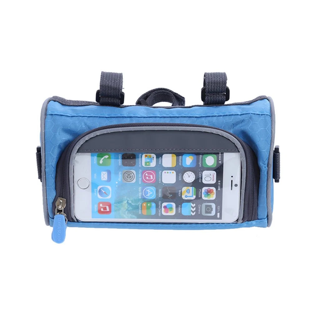 Electric Scooter Bike Handlebar Touch Screen Mobile Phone Pocket Waterproof Front Storage Bag - Blue - 5