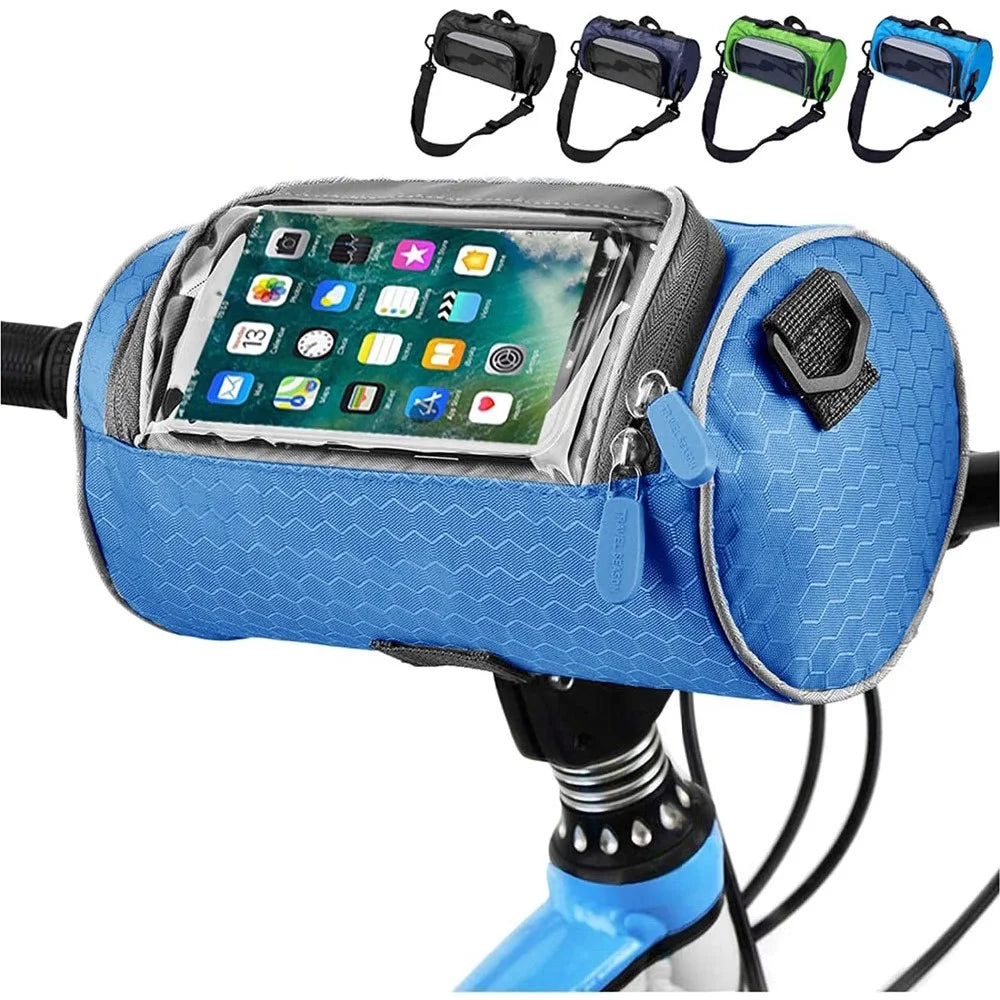 Electric Scooter Bike Handlebar Touch Screen Mobile Phone Pocket Waterproof Front Storage Bag - Blue - 6