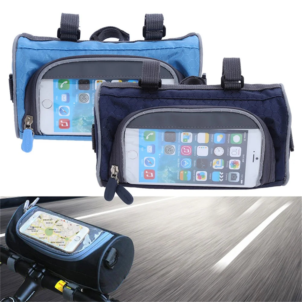 Electric Scooter Bike Handlebar Touch Screen Mobile Phone Pocket Waterproof Front Storage Bag - Blue - 7