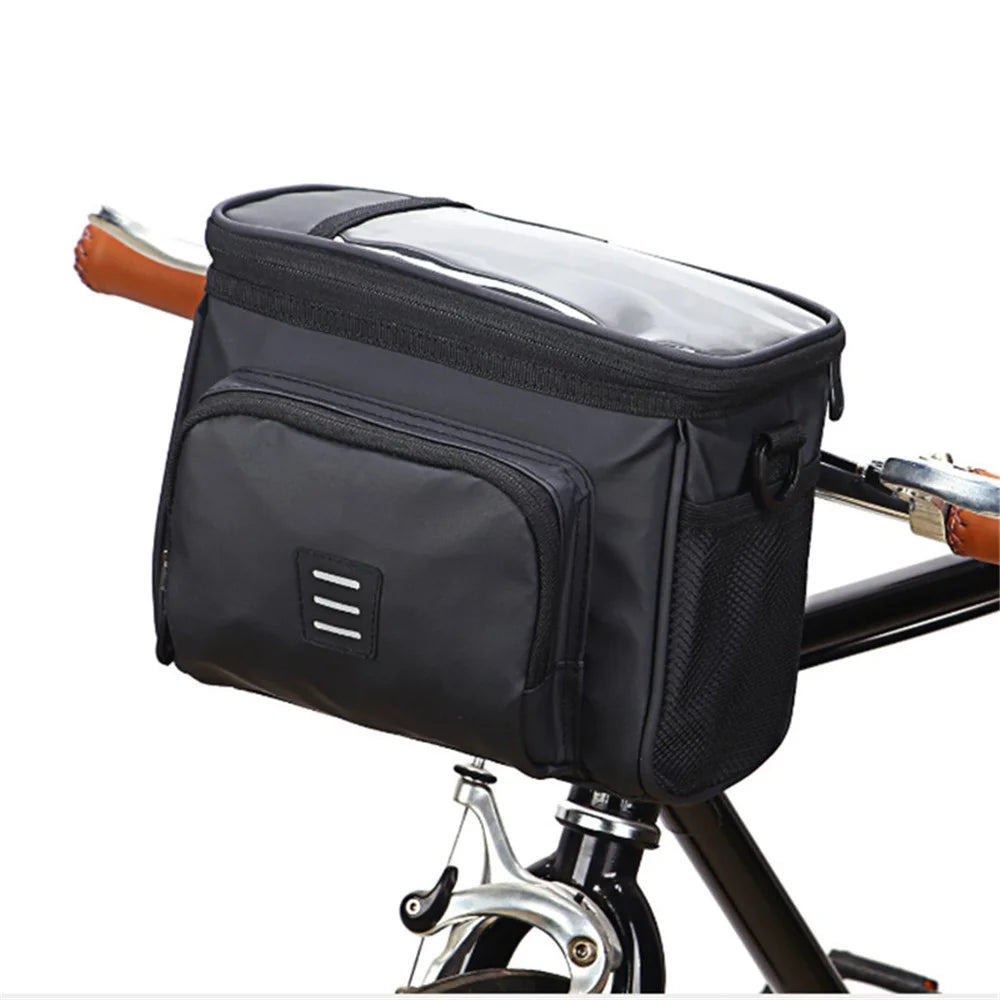 5L PVC Bike Waterproof Storage Bag Touch Screen Phone Pocket Insulation Bicycle Handlebar Front Bag - 1