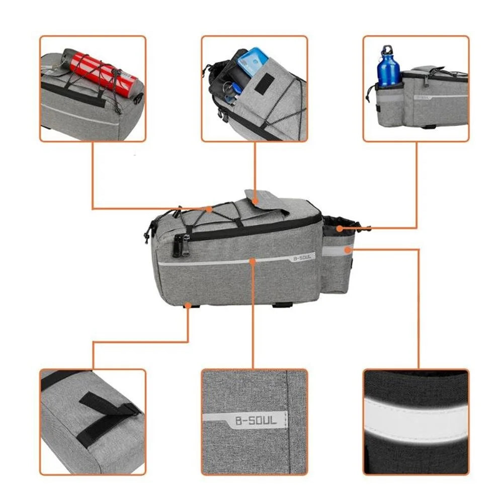 B-SOUL 10L Bicycle MTB Bike Waterproof Insulation Bag Rear Rack Tail Pannier Pack Cycling Bottle Holder Storage Bag - Black - 5